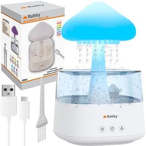 Umidificator de aer și lampă de noapte - difuzor aromaterapie cu efect de ploaie Ruhhy 24378 450 ml