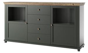 Vitrină Elvina Typ 25 (verde închis + stejar lefka). Promo -16%. 1022382