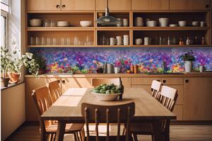 Fototapet pentru bucătărie - pictură florală colorată 420 x 60 cm
