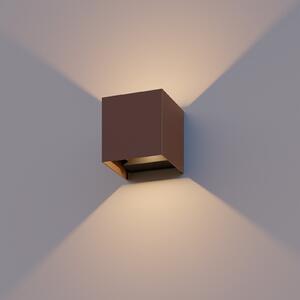 Calex LED lampă de perete exterior Cube, sus/jos, înălțime 10cm, ruginiu, Maro / Rugină, Aluminiu, Modern, Priză de perete sus / jos