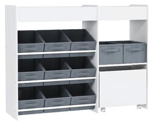 Mobilier AIYAPLAY pentru Jucării pentru Copii cu 11 Coșuri din Țesătură, Dulap și Rafturi, 105x30x80 cm, Alb | Aosom Romania