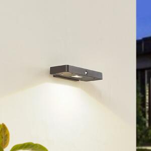 Lucande LED solar de perete Tavon, unghiular, negru, senzor
