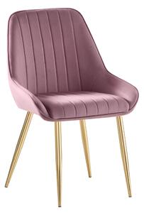 KONDELA Scaun de dining, roz ţesătură Velvet/gold crom-auriu, PERLIA