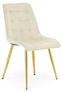 Scaun Bucatarie/Dining Spirit Catifea Bej, Picioare Metalice, Finisaj Auriu