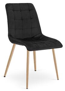 Scaun Bucatarie/Dining Spirit Catifea Negru, Picioare Metalice, Finisaj Lemn