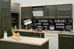 Fototapet pentru bucătărie - semn negru de restaurant 260 x 60 cm
