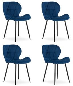 Set 4 Scaune Bucatarie/Dining Miller Catifea Albastru