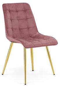 Scaun Bucatarie/Dining Spirit Catifea Roz, Picioare Metalice, Finisaj Auriu