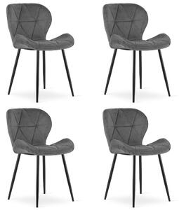 Set 4 Scaune Bucatarie/Dining Miller Catifea Gri