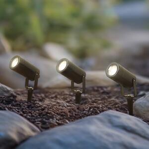Lindby Thorgal pământ spike lumina, Ø 6 cm, negru, set de 3, reglabil, Negru, Plastic, Modern