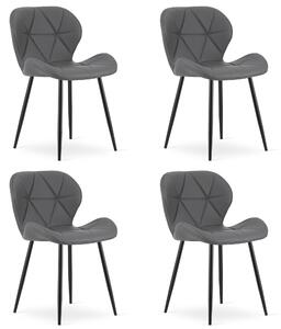 Set 4 Scaune Bucatarie/Dining Miller Piele Ecologica Gri