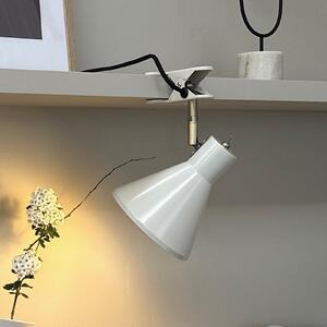 Dyberg Larsen Lampa cu clemă Sleep, alb chit, Ø 15 cm, oțel, Alb, Camera de zi / sufragerie, Metal, Design