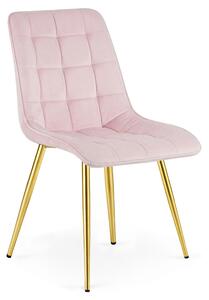 Scaun Bucatarie/Dining Spirit Catifea Roz Deschis, Picioare Metalice, Finisaj Auriu