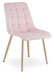 Scaun Bucatarie/Dining Spirit Catifea Roz Deschis, Picioare Metalice, Finisaj Lemn