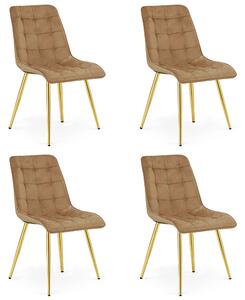 Set 4 Scaune Bucatarie/Dining Spirit Catifea Maro, Picioare Metalice, Finisaj Auriu