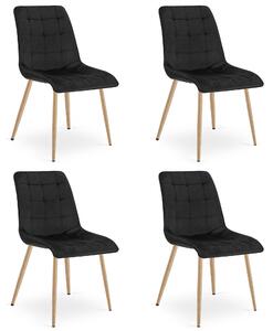 Set 4 Scaune Bucatarie/Dining Spirit Catifea Negru,Picioare Metalice, Finisaj Lemn