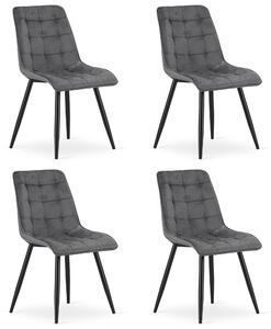 Set 4 Scaune Bucatarie/Dining Spirit Catifea Gri Inchis