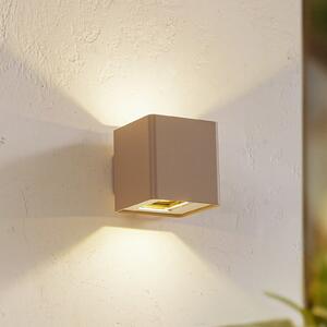 Lucande LED lumina de perete în aer liber Aaron, bej, IP54, sus / jos, Bej, Aluminiu, Modern
