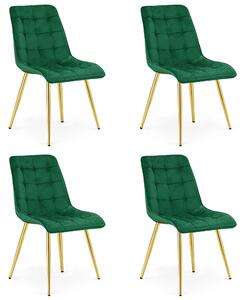 Set 4 Scaune Bucatarie/Dining Spirit Catifea Verde, Picioare Metalice, Finisaj Auriu