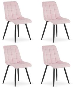 Set 4 Scaune Bucatarie/Dining Spirit Catifea Roz Deschis