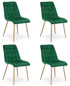 Set 4 Scaune Bucatarie/Dining Spirit Catifea Verde,Picioare Metalice, Finisaj Lemn