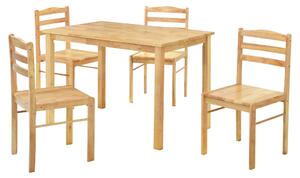 KONDELA Set de sufragerie 1+4, lemn masiv, natural, LOAK