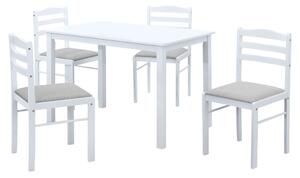 KONDELA Set de sufragerie 1+4, alb/gri bej, SOMIN