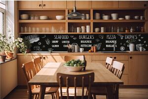 Fototapet pentru bucătărie - semn negru de restaurant 420 x 60 cm