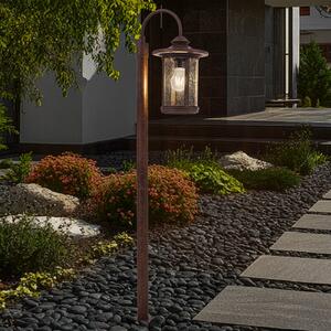 Bornă luminoasă Lindby Zayn, culoare rugină, sticlă, înălțime 109 cm, IP65