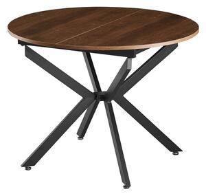KONDELA Masă extensibilă de dining, stejar închis/neagră, 100x100-140x75 cm, ABERO TIP 1