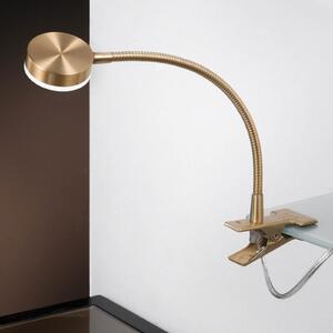 ORION Lampa cu clemă LED Mira, braț flexibil, auriu, Auriu / Alamă, Studiu / Birou, Metal, Modern