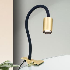 ORION Lampă LED cu clemă Kurt alamă mată, Auriu / Alamă, Studiu / Birou, Metal, Modern