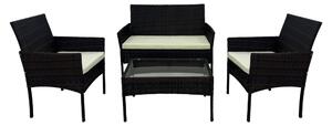 KONDELA Set de 4 piese din ratan de grădină, negru/bej, RATANA 2 NEW