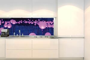 Fototapet pentru bucătărie - iluminare violetă a grădinii 180 x 60 cm