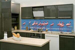 Fototapet pentru bucătărie - flamingo 260 x 60 cm