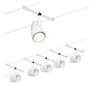 Paulmann Cup sistem cablu set de bază 5bec alb mat, Alb, Hol, Metal, Modern