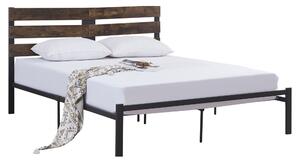 KONDELA Pat matrimonial cu lamele, stejar rustic/metal, 160x200, ANEYA