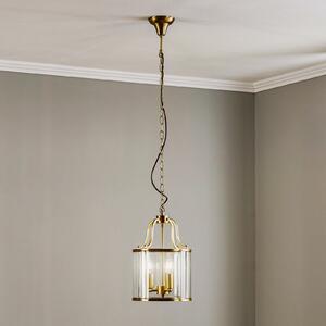 ORION Lampă susp. Rieka, formă rotundă de felinar 25 cm, reglabil, Transparent, Camera de zi / sufragerie, Metal, Antichitate, Felinar