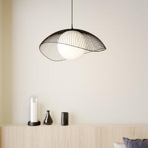 Lindby Fabronia lampă, grilaj, bilă sticlă, reglabil, Negru, Camera de zi / sufragerie, Metal, Modern
