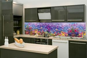 Fototapet pentru bucătărie - pictură florală colorată 260 x 60 cm
