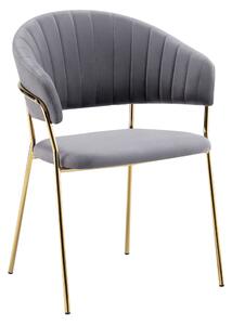 KONDELA Fotoliu de sufragerie de design, gri-maro Velvet/gold crom auriu, DASMIN TIP 1