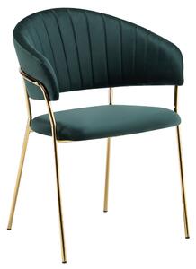 KONDELA Fotoliu de sufragerie de design, verde închis, Velvet/gold crom auriu, DASMIN TIP 1