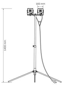 Proiector LED cu stativ 2xLED/50W/230V 6500K IP65 galben