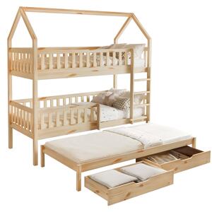 KONDELA Pat supraetajat Montessori cu pat suplimentar, natural, VENITA TYP 1