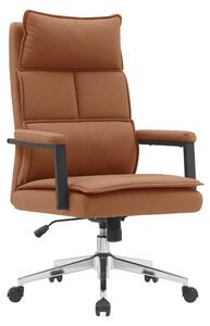 KONDELA Scaun de birou, piele ecologică maro camel/crom, KAHIL