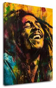 Tablou de perete BOB MARLEY - stea jamaicană | finisată de mâna artistului - 60x90 cm