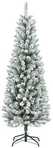 HOMCOM Pom de Crăciun Artificial Acoperit cu Zăpadă, Pom de Crăciun Îngust cu Bază Pliabilă, Ø65x180 cm, Verde | Aosom Romania