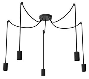 SEGULA Lampă suspendată Segula Spyder 5 Wave, negru, becuri, reglabil, Negru, Camera de zi / sufragerie, Metal