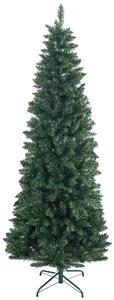 HOMCOM Brad Artificial de Crăciun cu 687 Ramuri, Brad de Crăciun Înalt și Îngust cu Bază Pliabilă, Ø75x210 cm, Verde | Aosom Romania
