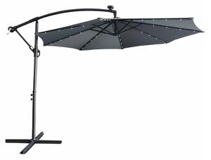 KONDELA Umbrelă de soare de grădină LED, gri, 3 m, LINDAN
